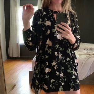 Black floral tunic shirt/dress